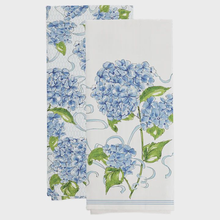 BI Blue Hydrangea Tea Towel S/2
