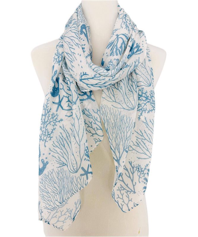 JC Teal Starfish &amp; Coral Scarf