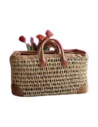 MED Open Weave Leather Trim Small Tote