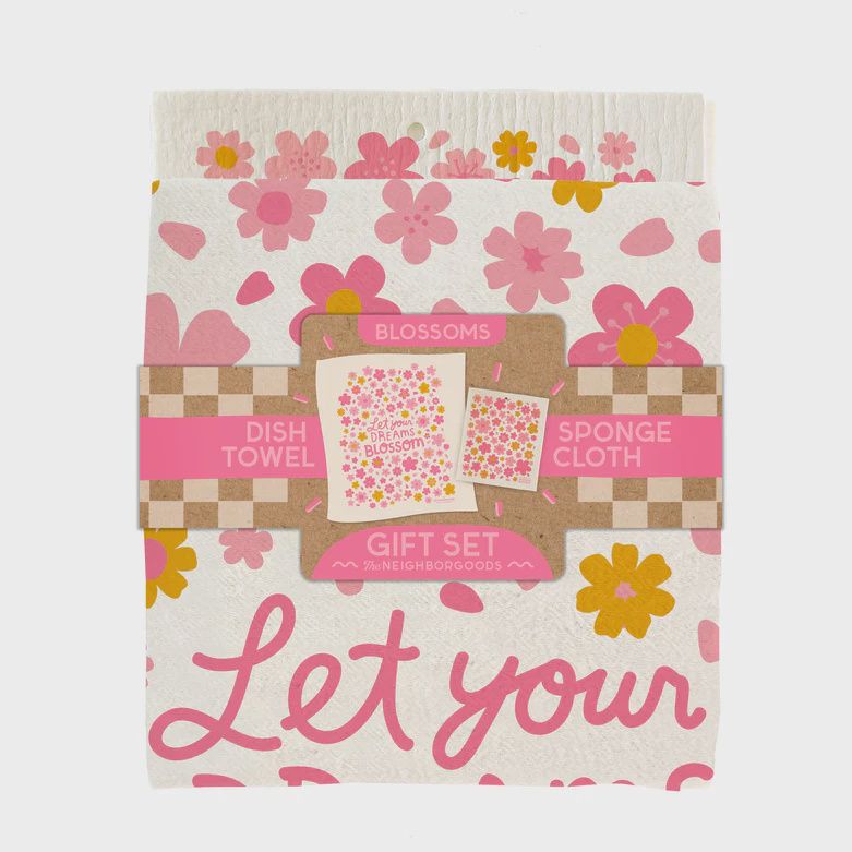 TN Blossoms Dish Towel + Sponge Cloth Gift Set