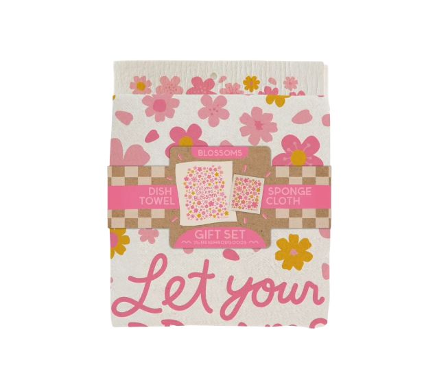 TN Blossoms Dish Towel + Sponge Cloth Gift Set