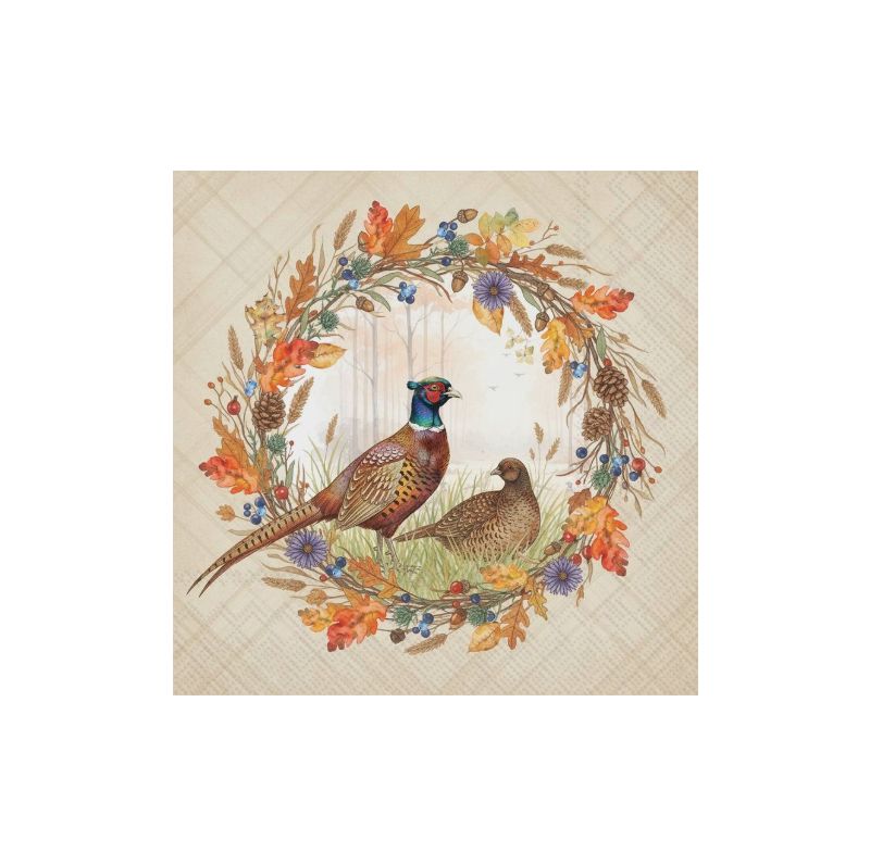 BI Pheasant Wreath Cocktail Napkin