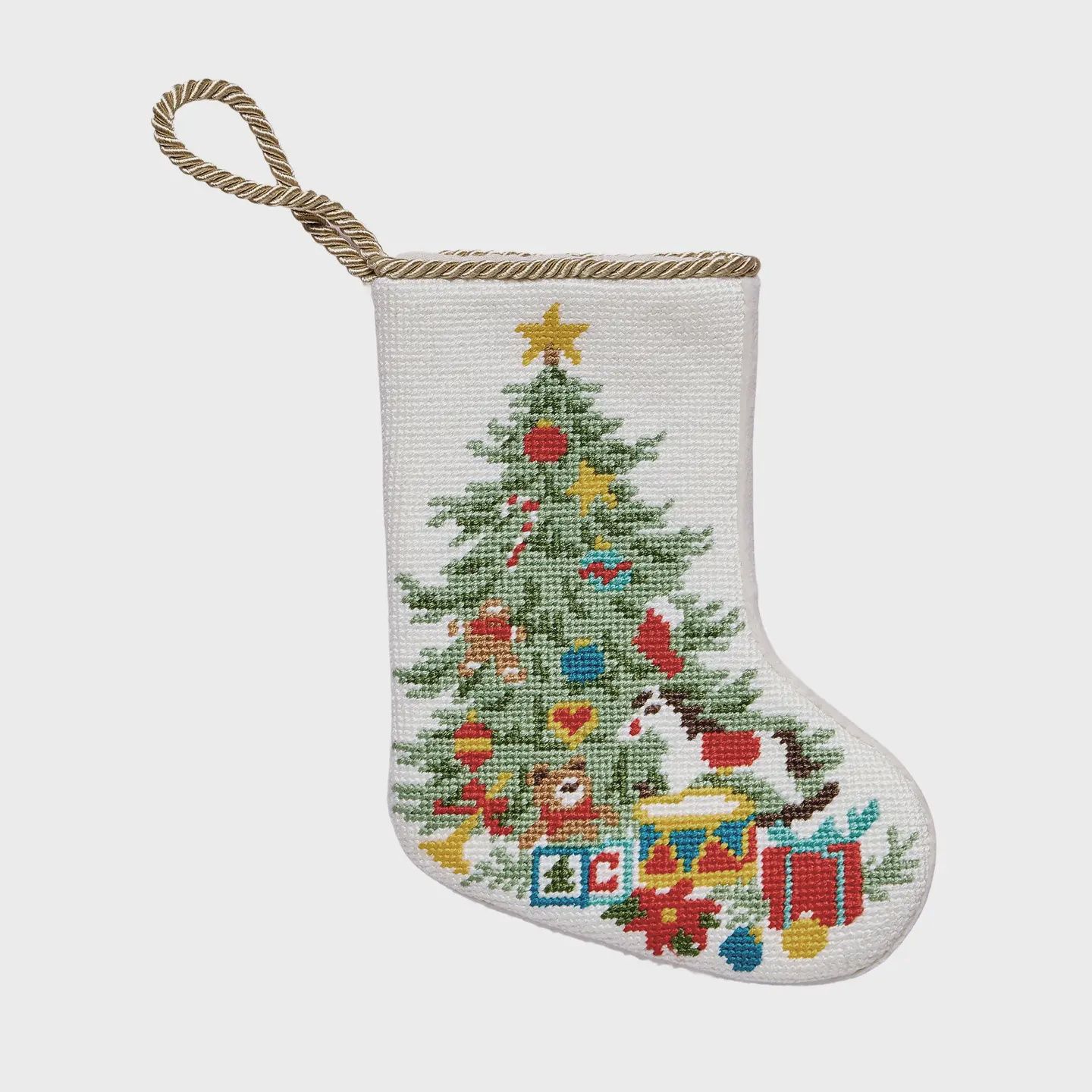 PH Christmas Tree Mini Embroidered Needlepoint Stocking