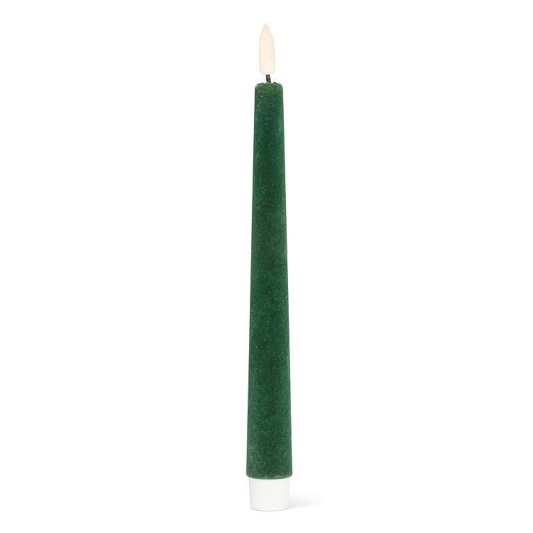 AB Green Velvet LED Taper Candle S/2