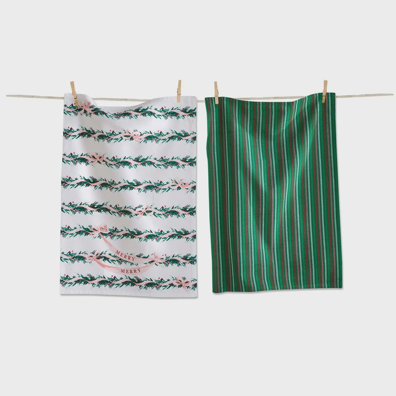 TA Very Merry Garland Tea Towel S/2