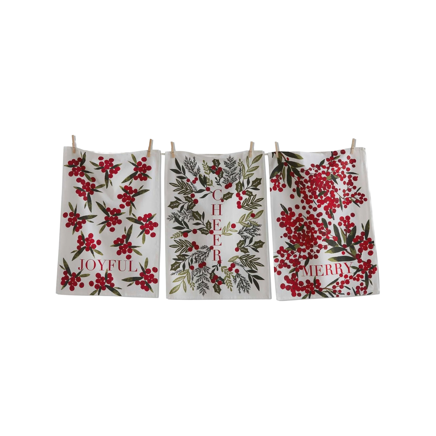 TA Merry Cheer Joyful Sprig Tea Towel