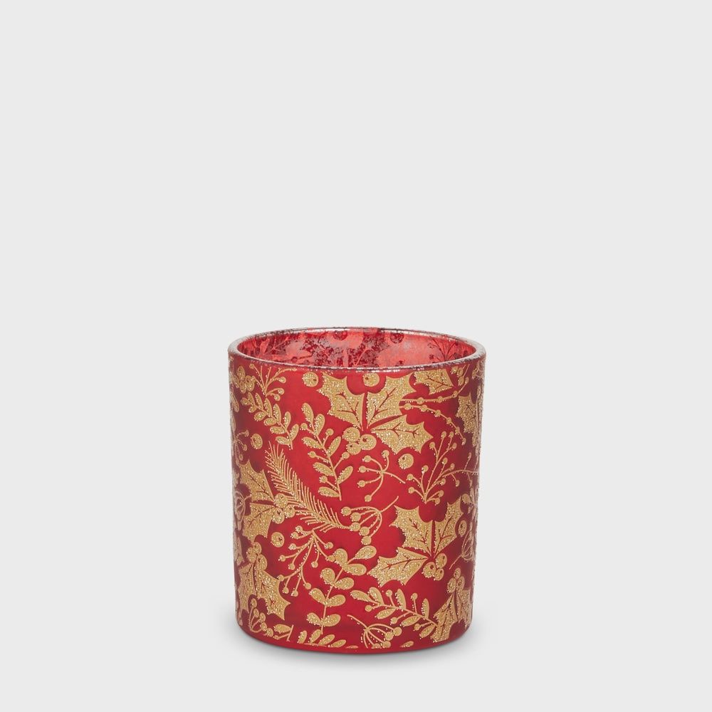 RAZ Red &amp; Gold Holly Container