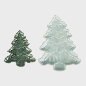 TRA Holiday Tree Iridescent Plates S/2
