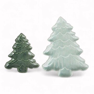 TRA Holiday Tree Iridescent Plates S/2