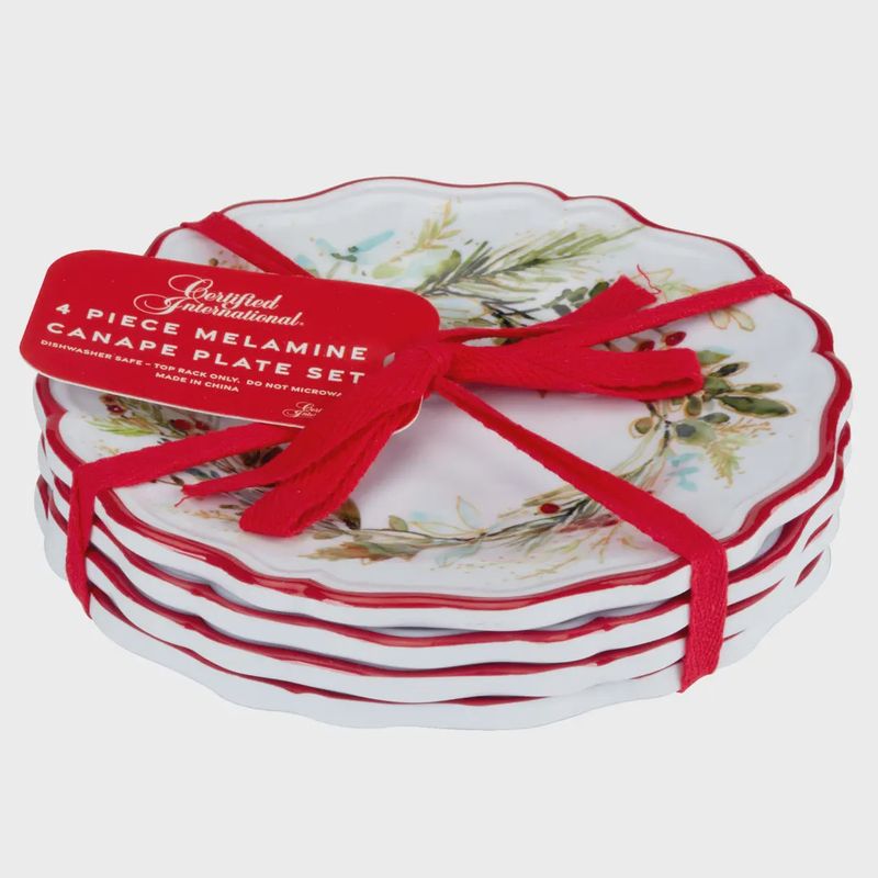 CI Christmas Gatherings Melamine Canape Plates S/4