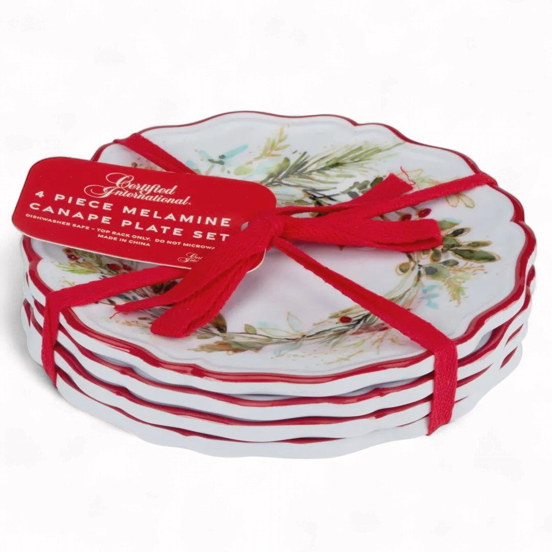 CI Christmas Gatherings Melamine Canape Plates S/4