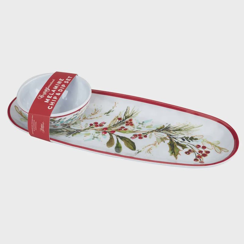CI Christmas Gatherings Melamine Oval Tray w/Dip Bowl