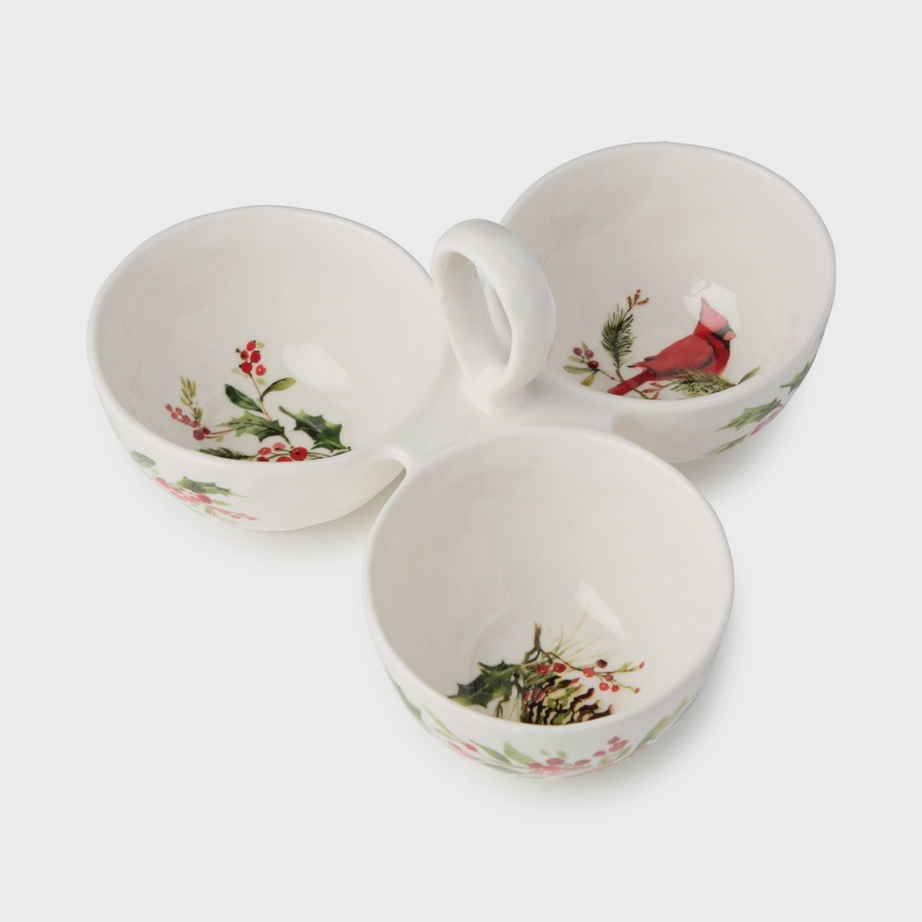 CI Holly and Vines 3 Section Condiment Server
