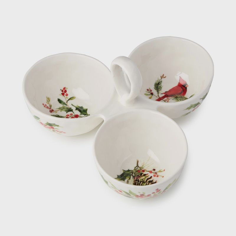 CI Holly and Vines 3 Section Condiment Server