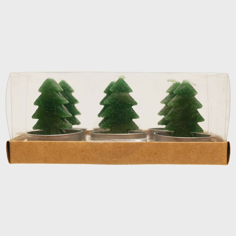 BI Green Trees Boxed Candles S/6