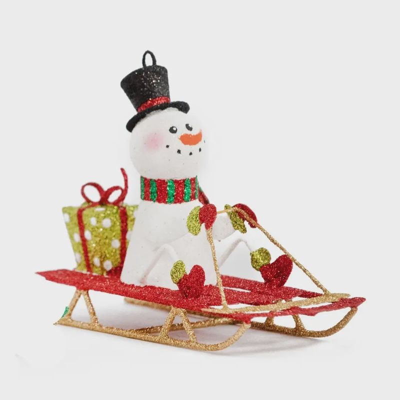 DG Snowman on Sled Ornament