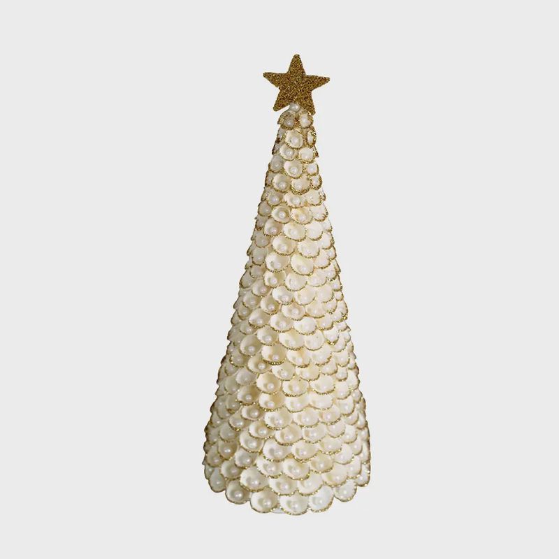 DG Clamrose White/Gold Shell Cone Tree with Pearls