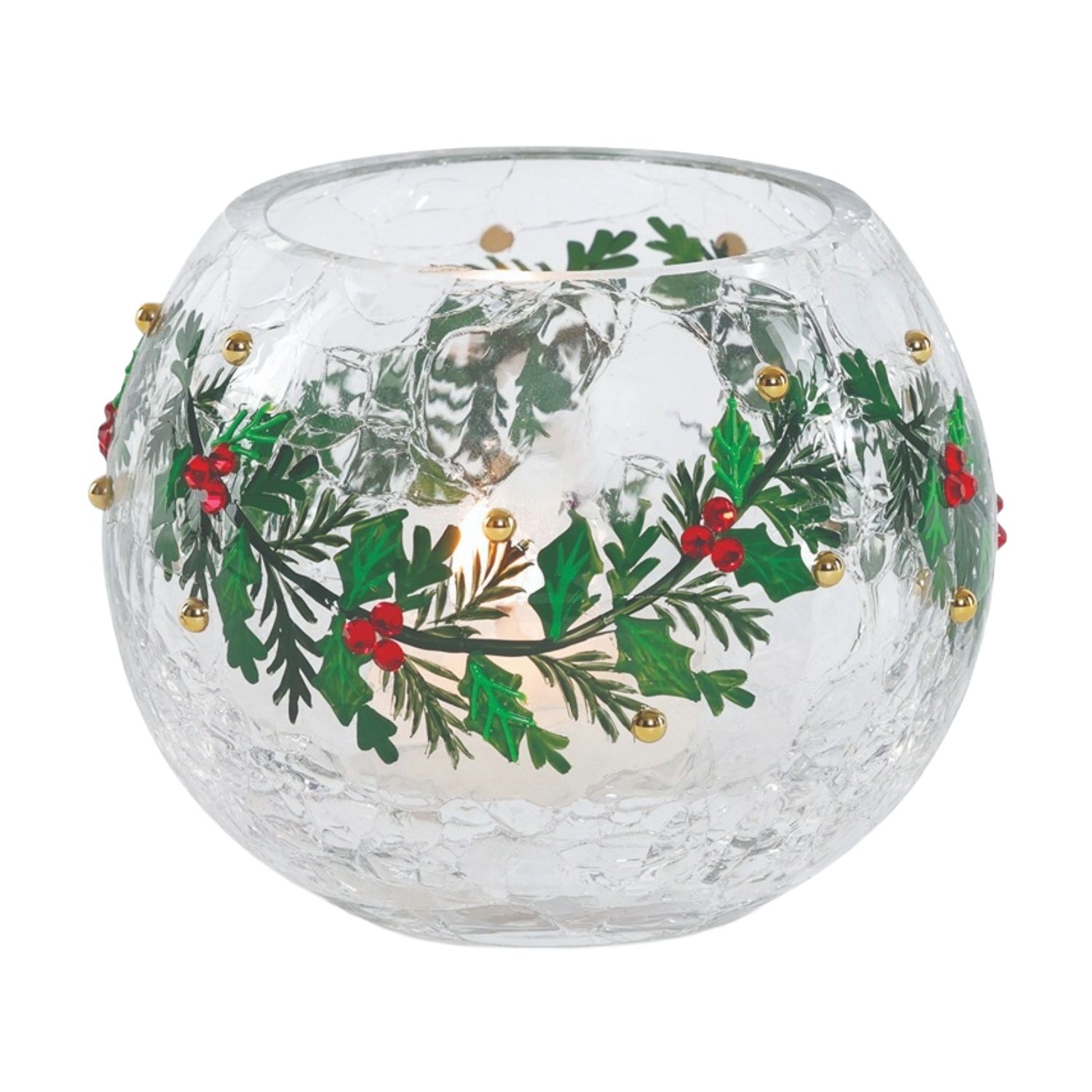 ON Holly Berry Glass Votive