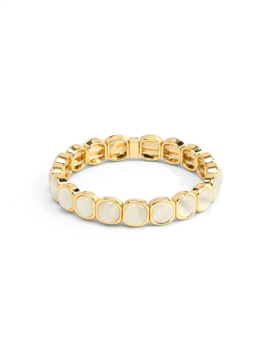 ZE White Cat Eye Stretch Bracelet