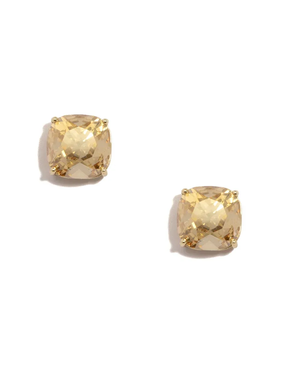 ZE Champagne Square Crystal Stud Earring