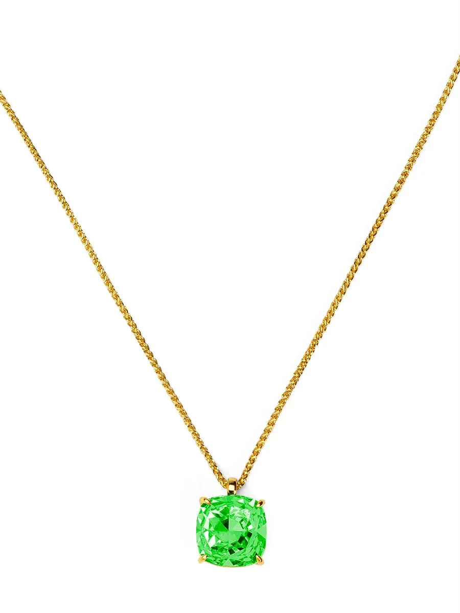 ZE Green Square Crystal Short Necklace