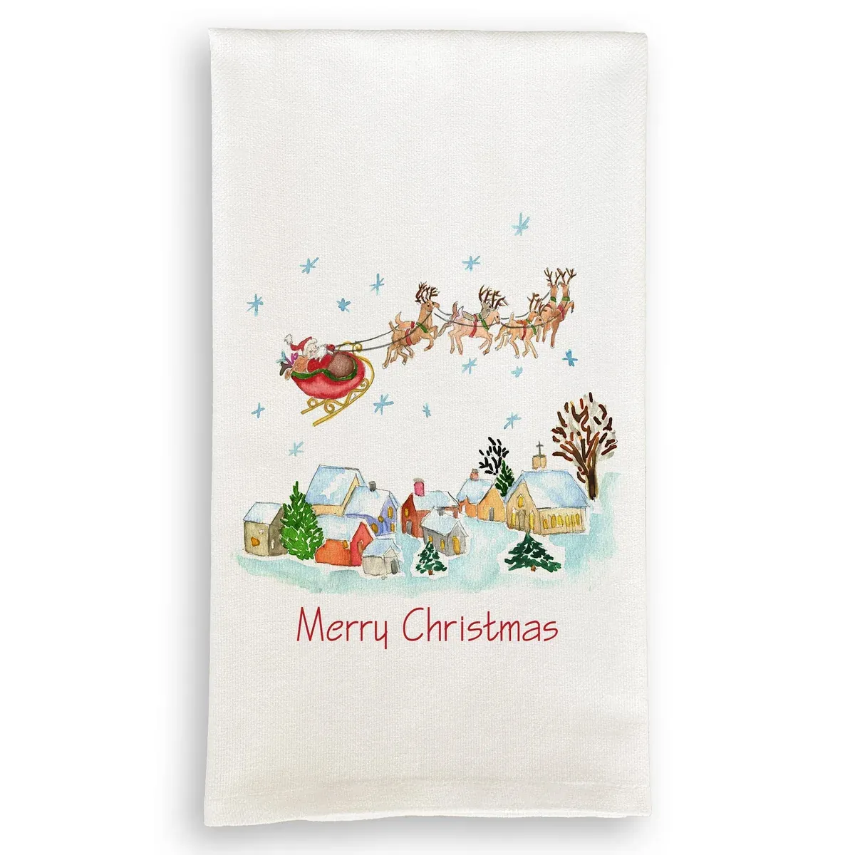 FG Santa's on His Way Tea Towel