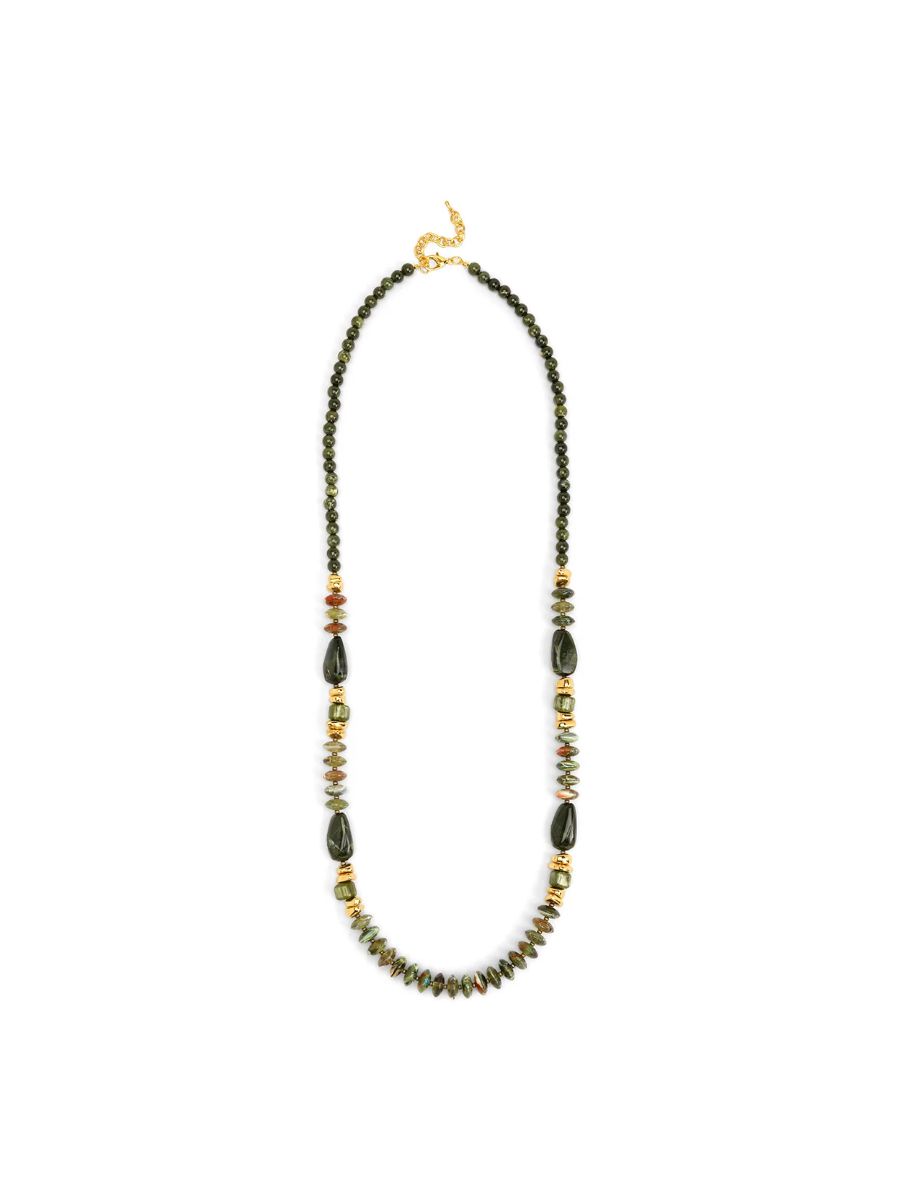 ZE Green Delaney Mixed Bead Long Necklace