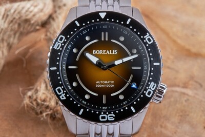 Borealis Neptuno Caramel Brown to Black Dial No Date NH38 Automatic Movement 300m Diver Watch