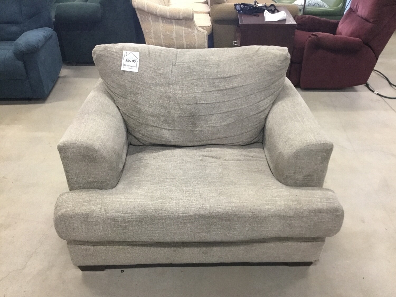 Grey Overstuffed Chair