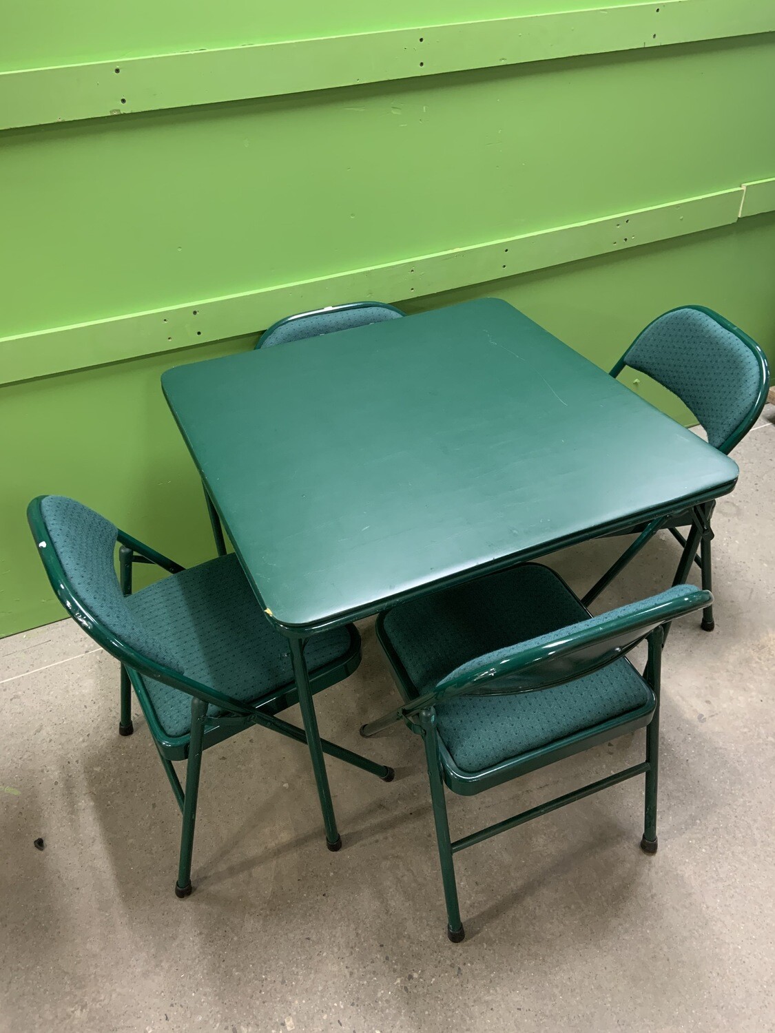 5 Piece Green Folding Game Room Card Table and Chair Set