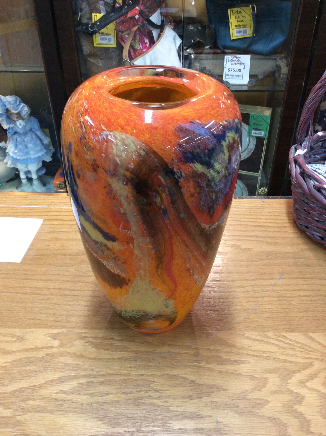 Large Multicolor Glass Vase