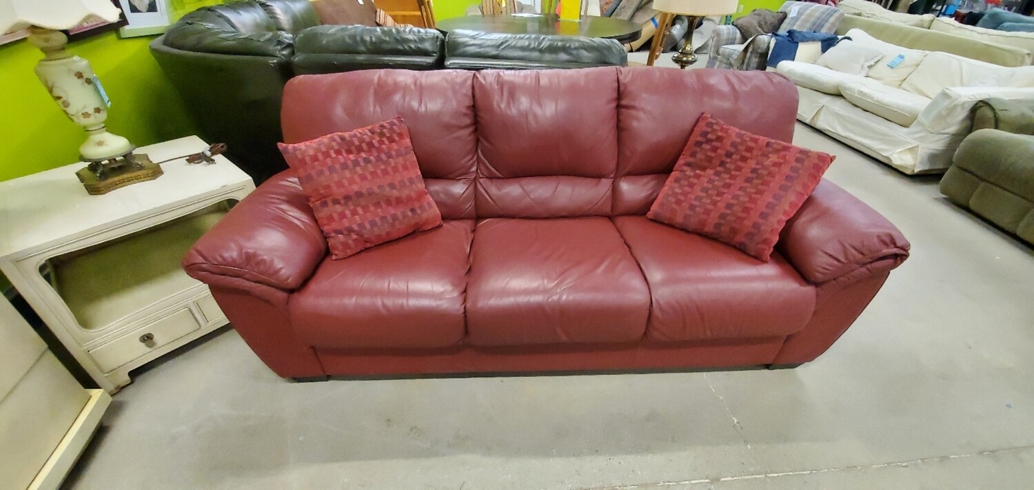 Dark Red Leather Couch