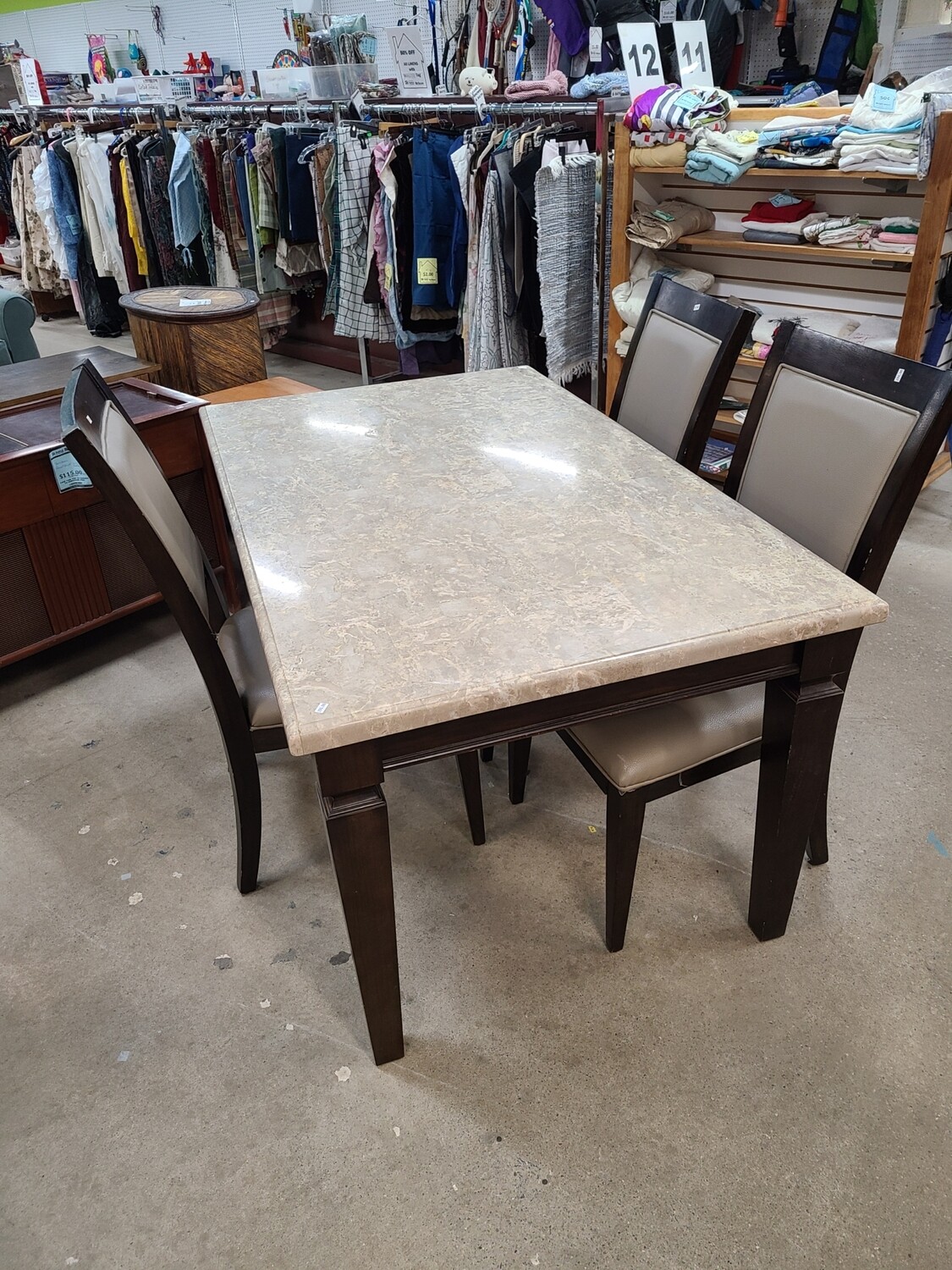 Quartz Top Table with 3 Chairs