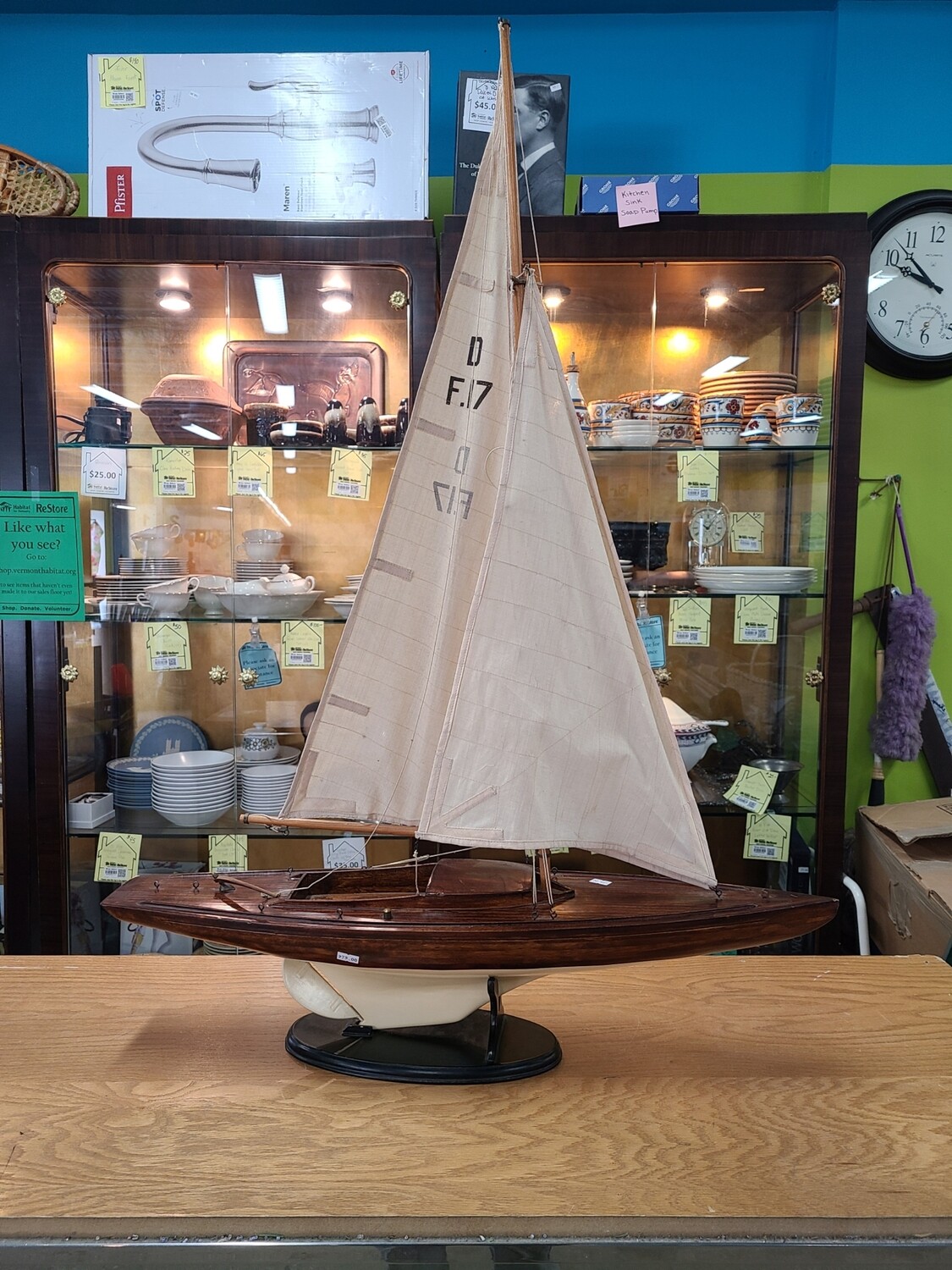 Olympic Sail Racer Hand-Carved Model D F.17