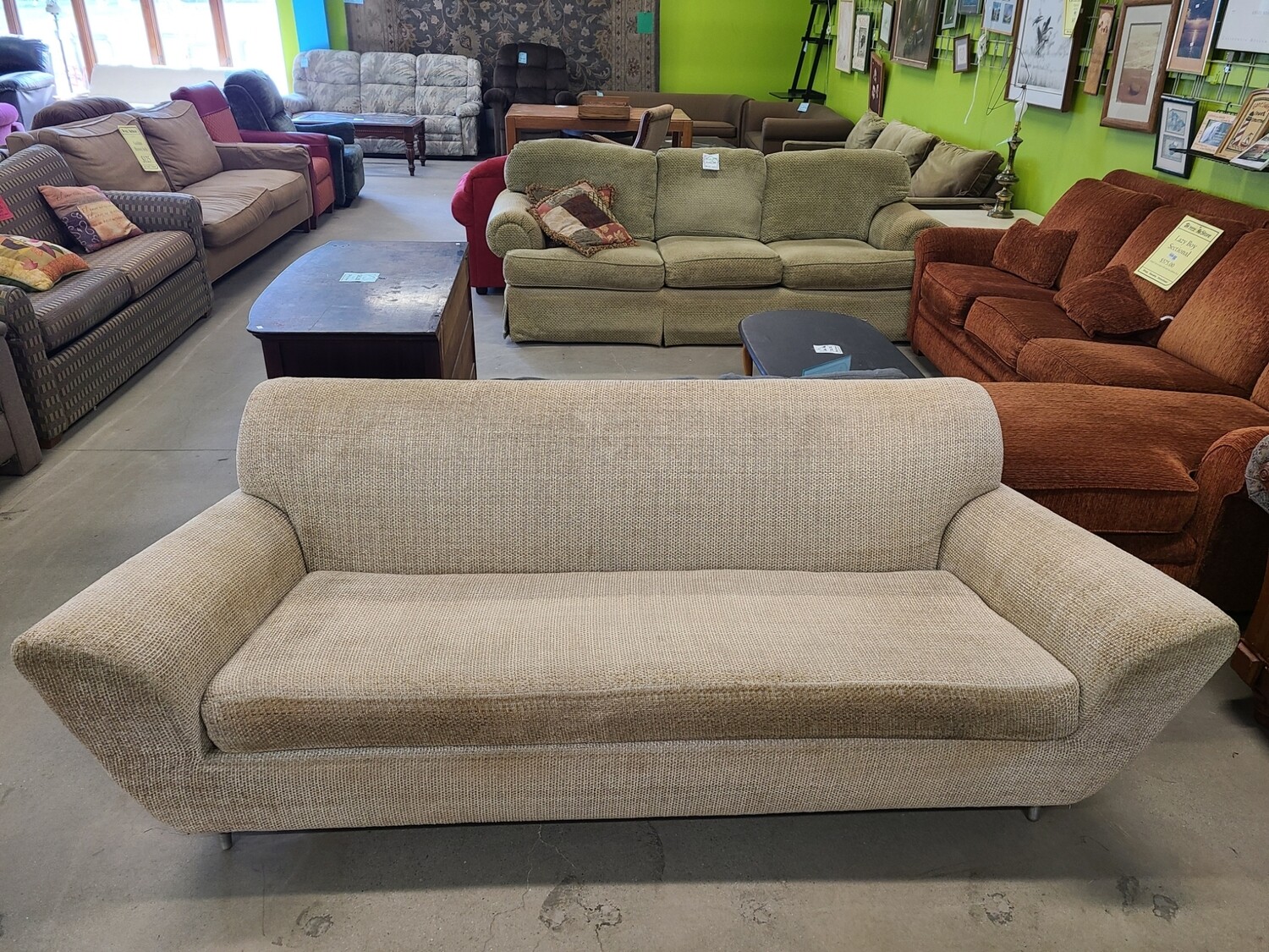Tan Retro-Style Couch