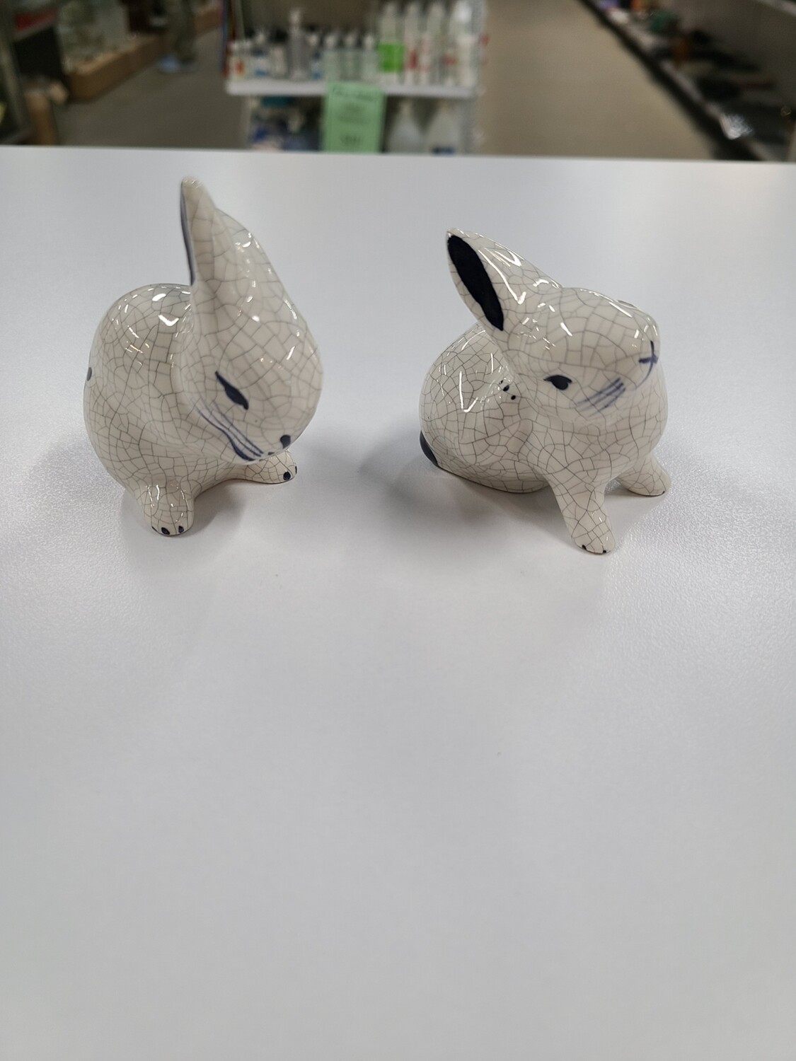 Pair of Hand-Painted Porcelain Bunnies
