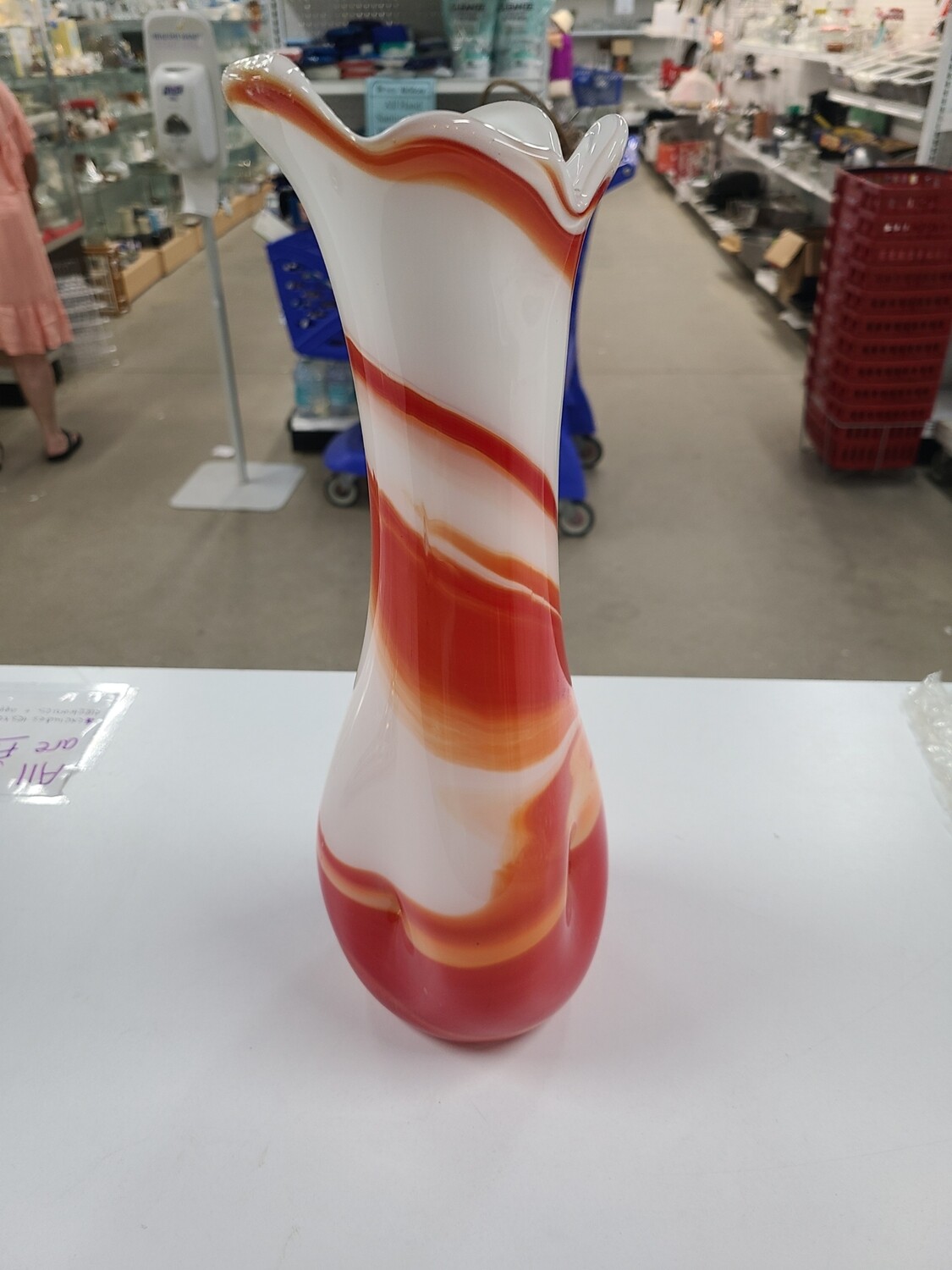 Art Deco Orange & White Vase