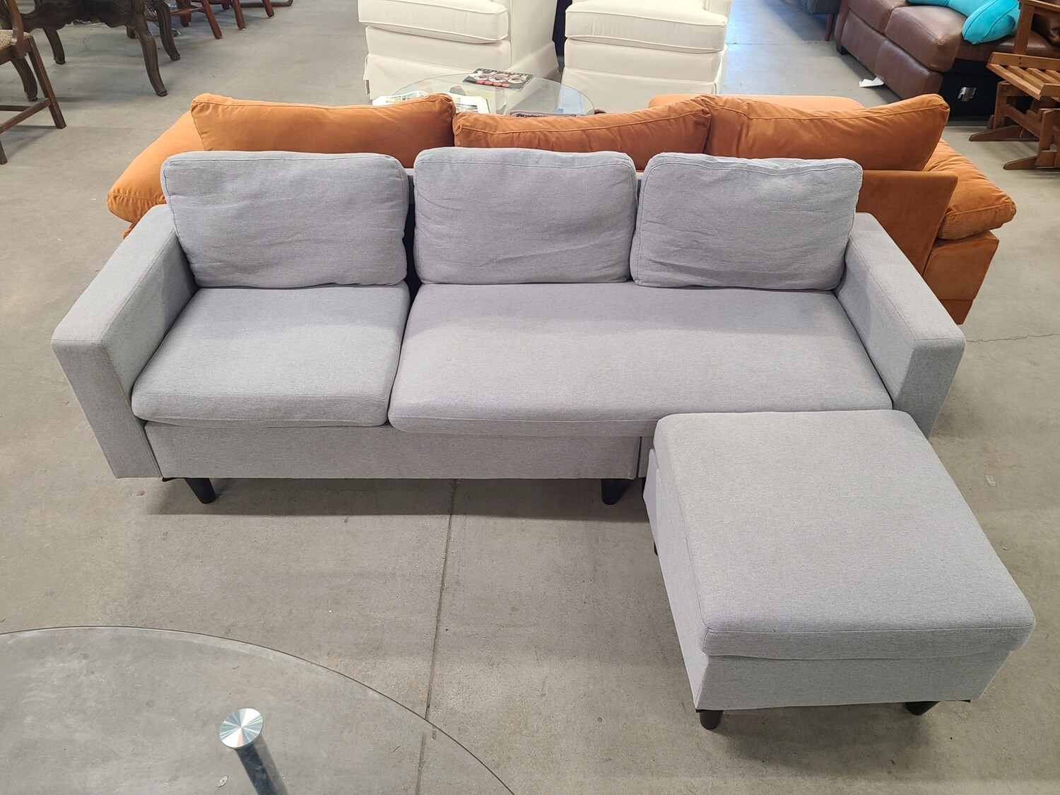 Small Grey Chaise Lounge Sofa