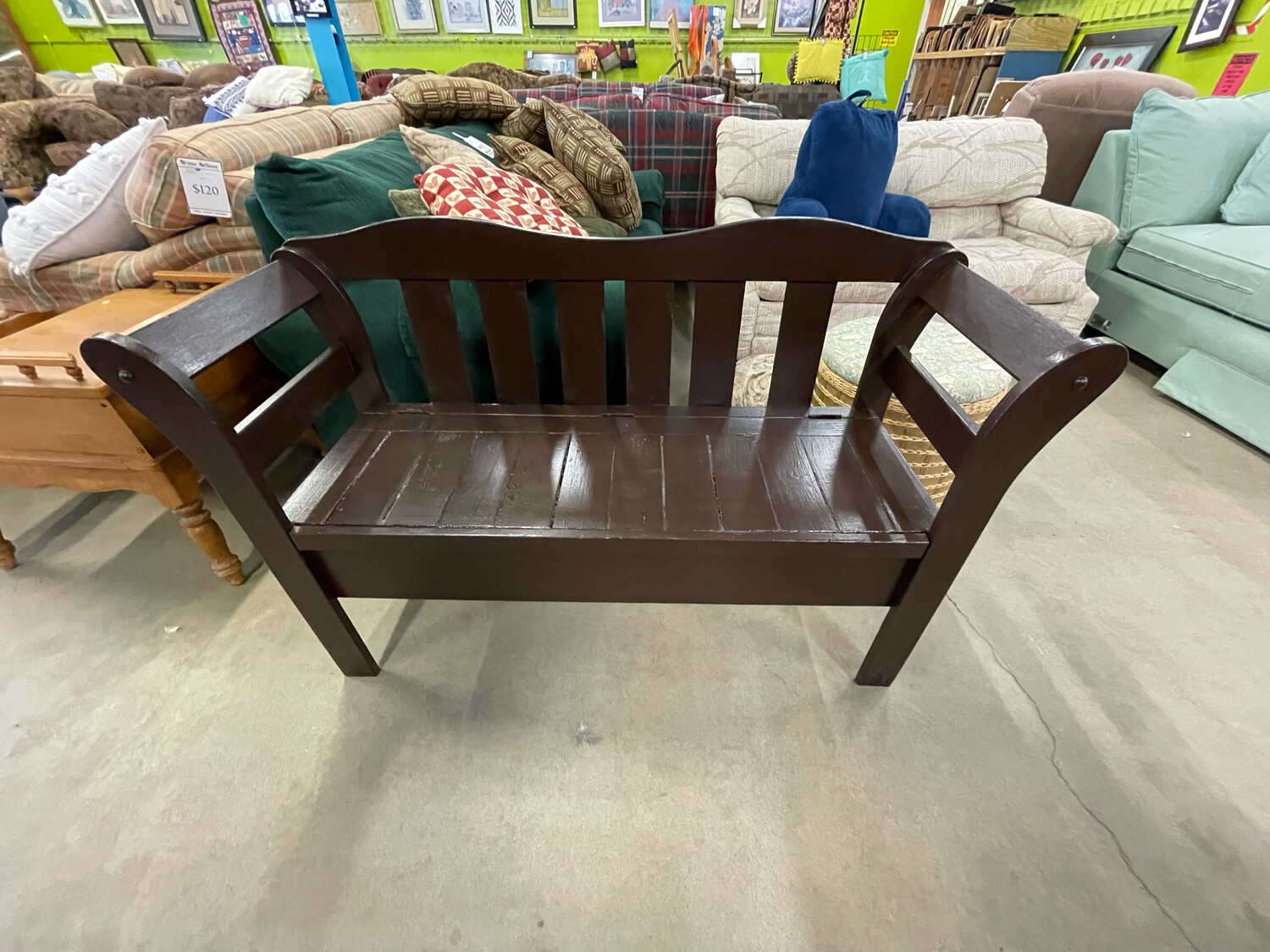 Brown Wooden Bench with Storage 