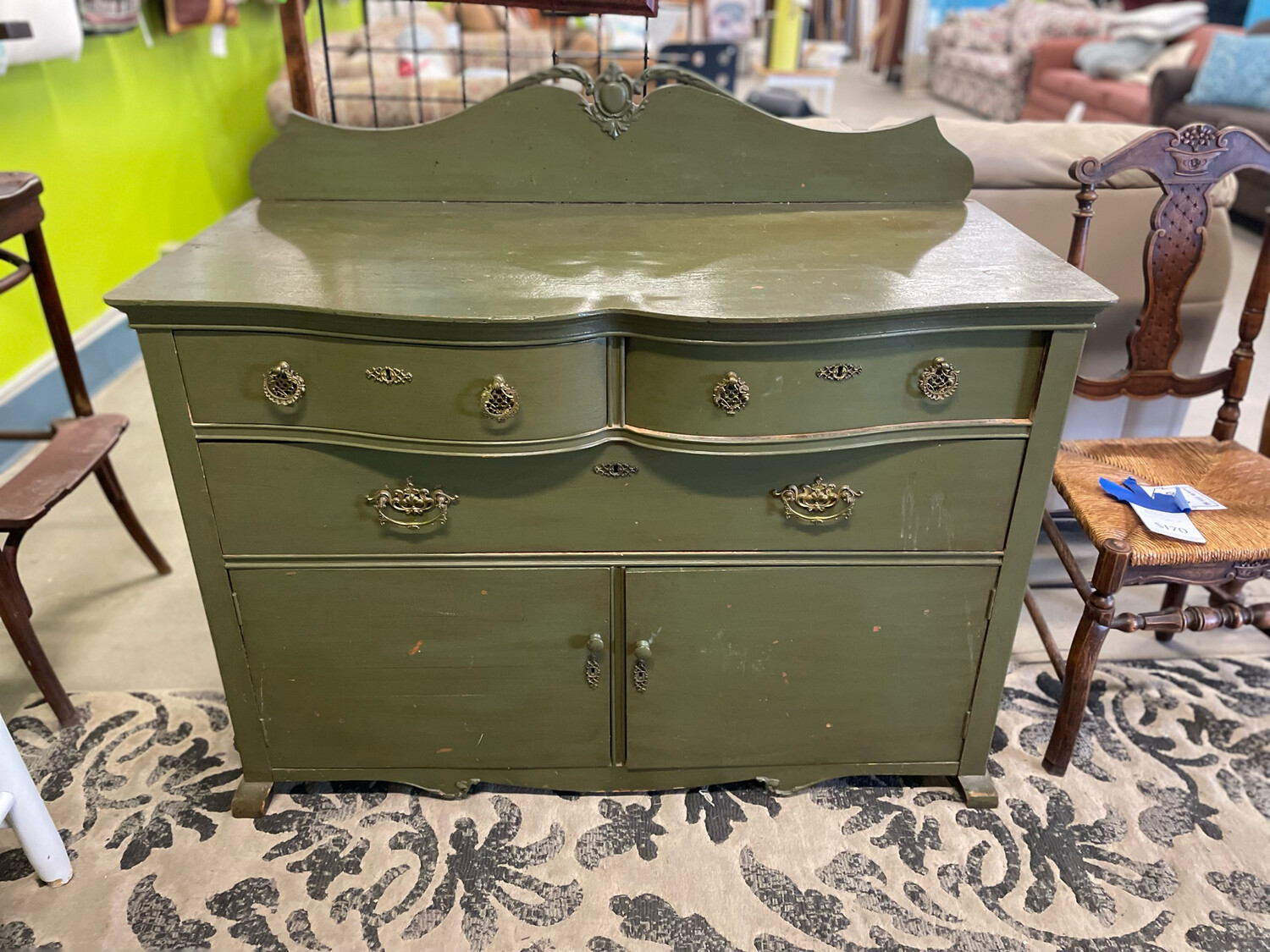 Antique Green Cabinet 