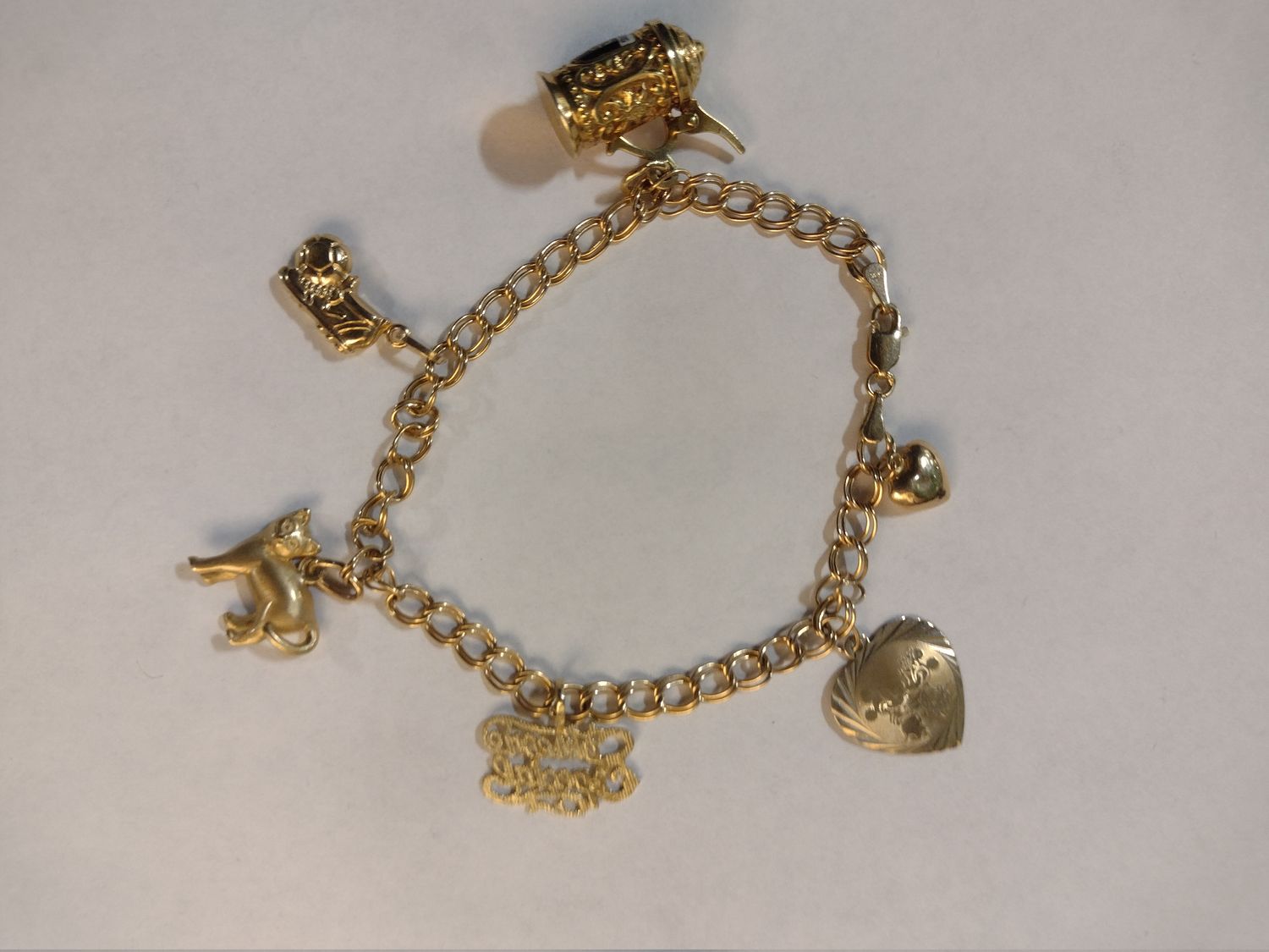 14k Gold Disney World Charm Bracelet Heart