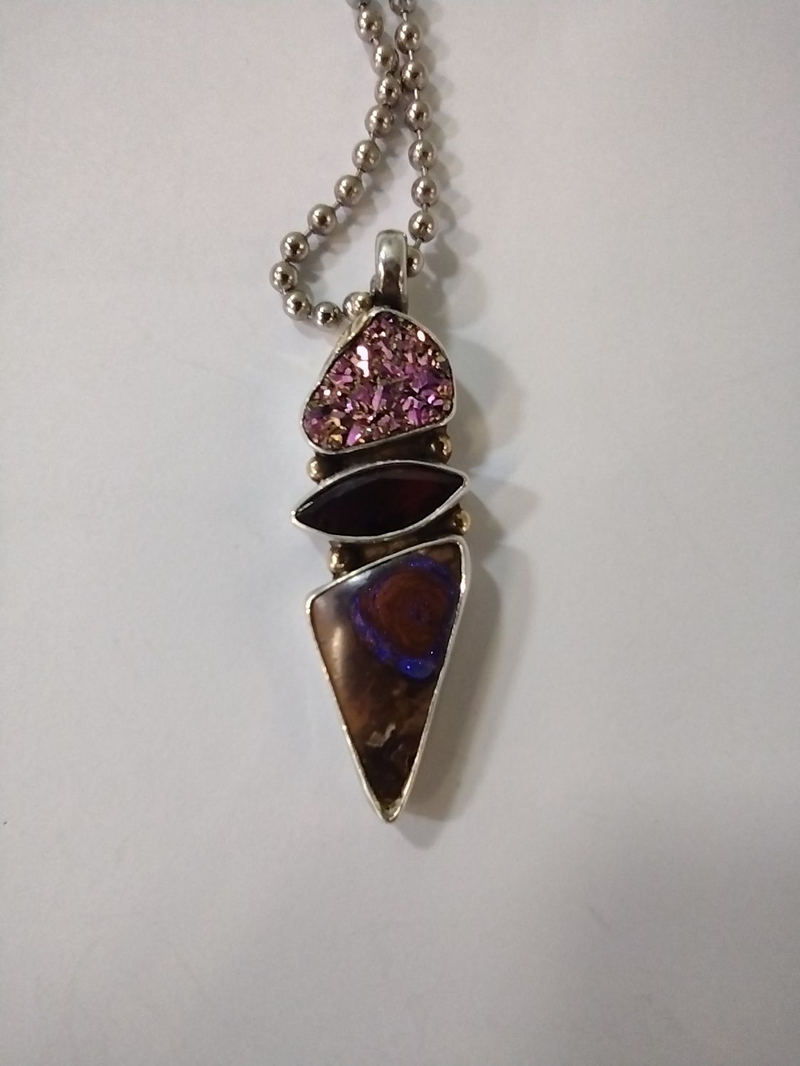Sterling Silver Necklace With Pink Stone