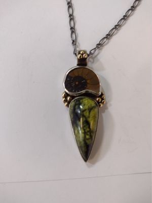Sterling Silver Necklace With Fossil Pattern Stone