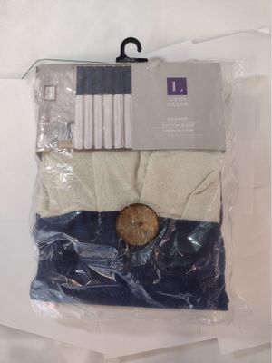 Lush Decor Navy Linen Button Shower Curtain
