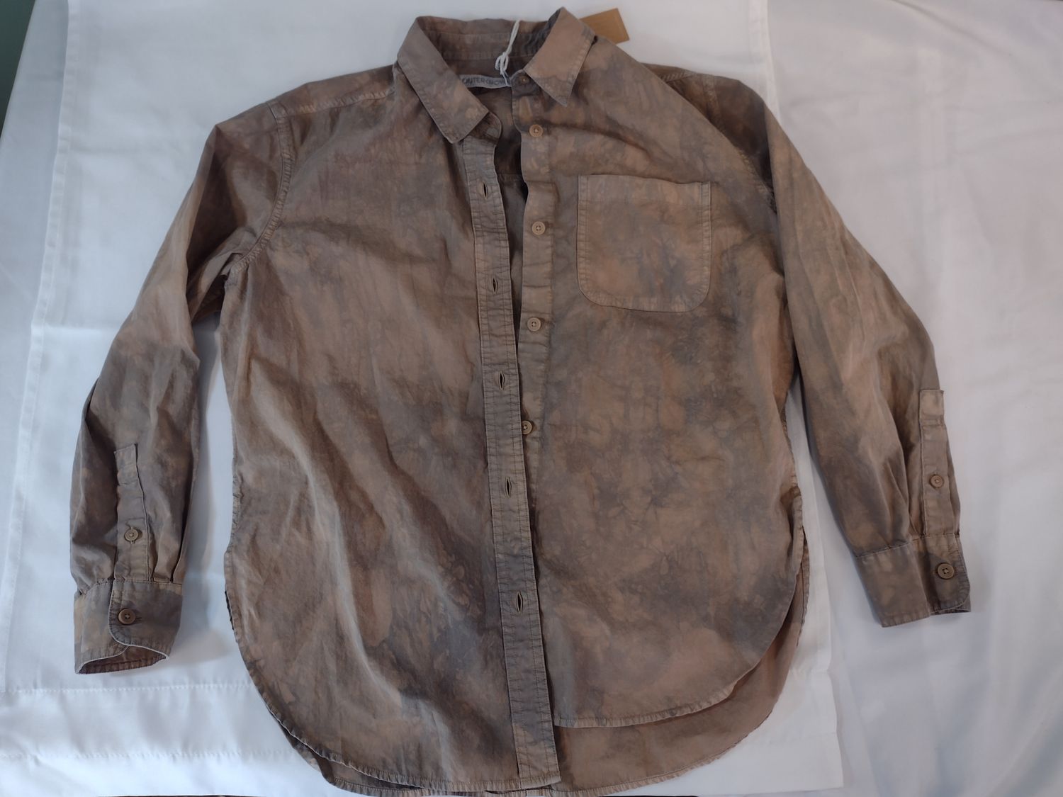 Outerknown Button Down Shirt Bronze Tie Dye Pattern - XS