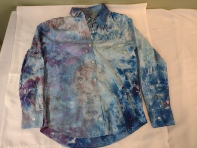 Outerknown Button Down Shirt Light Blue Tie Dye Pattern - S