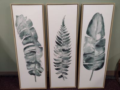 3 Piece Tropical Wall Art - Hand Embellished Canvas