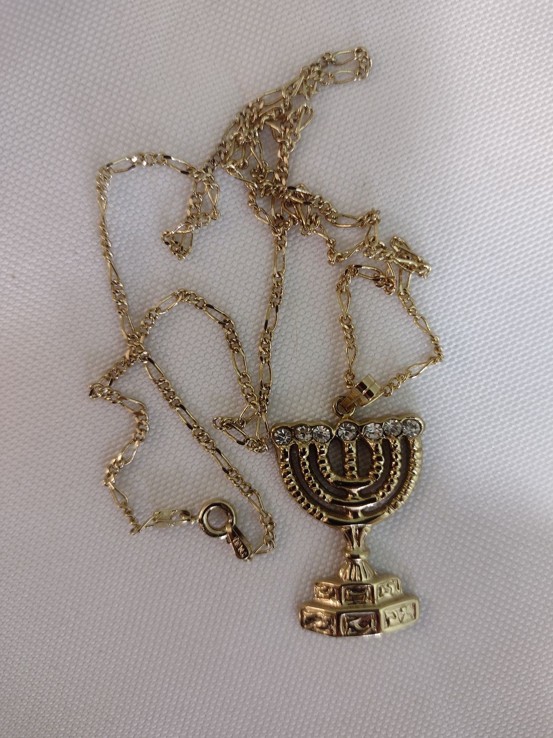 750 Gold Coated Menorah Pendant On Chain