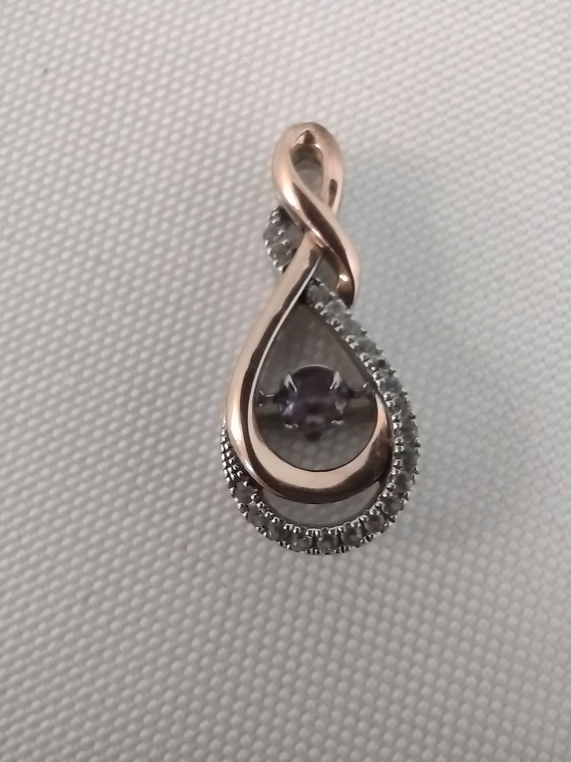 10k Gold 925 Silver Teardrop Amethyst Pendant