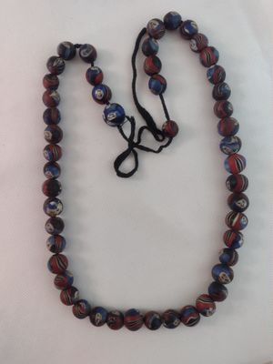 Millefiori Ghost Face Blue Glass Beads